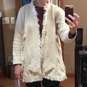 Cream sweater from Anthropologie, Rosie Neim.